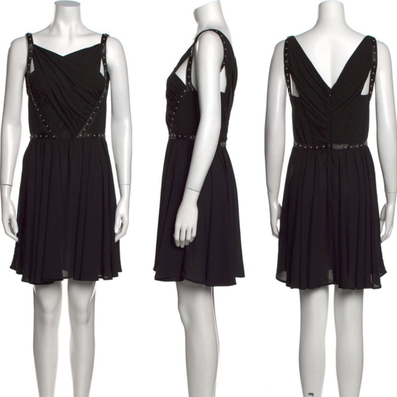 The Kooples Studded Leather Harness Floral Dress - Picture 12 of 12